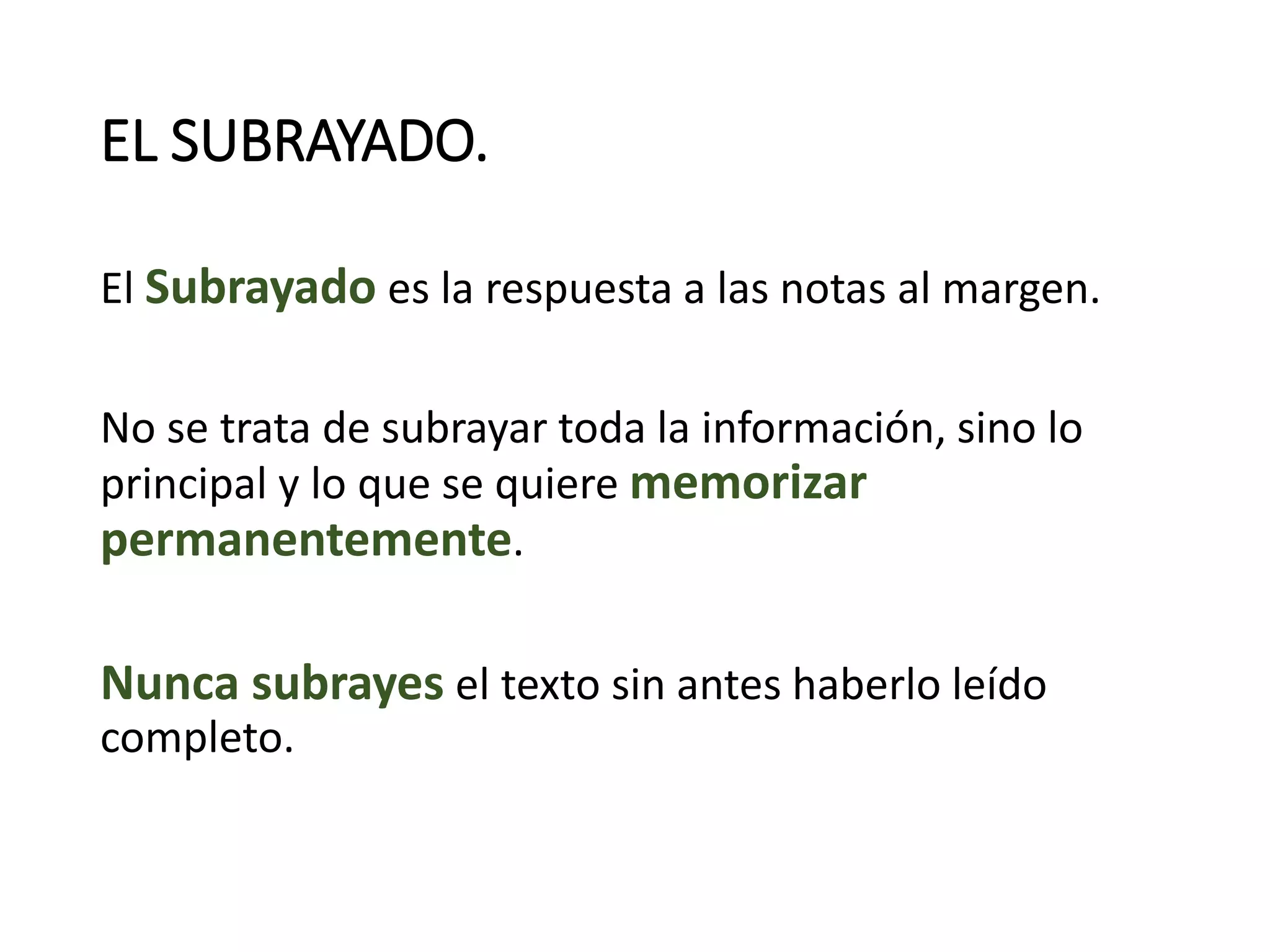 Notas Marginales Subrayado y anotaciones marginales. | PPTX