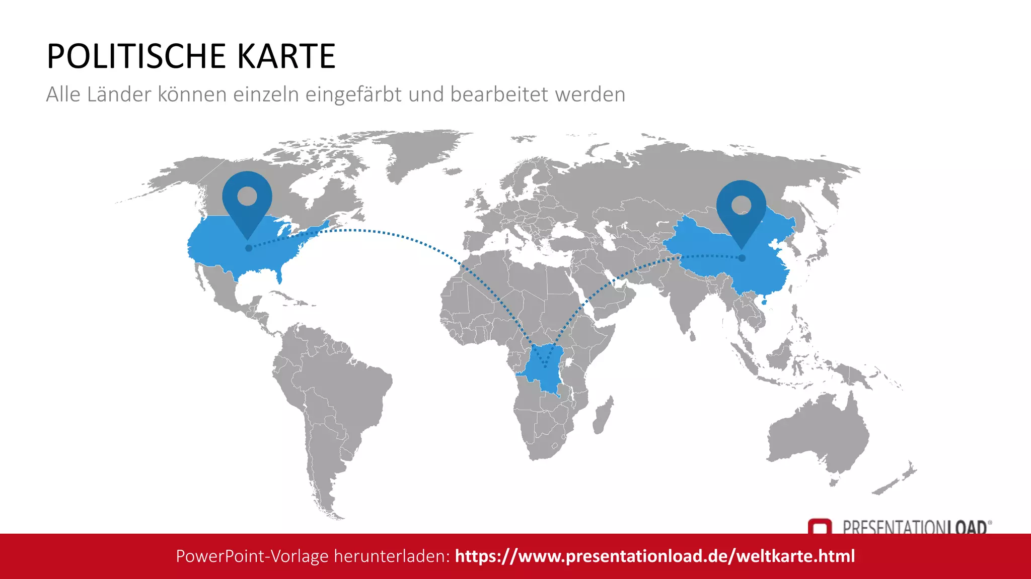 BESCHREIBUNG 2BESCHREIBUNG 1
POLITISCHE KARTE
Alle Länder können einzeln eingefärbt und bearbeitet werden
PowerPoint-Vorlage herunterladen: https://www.presentationload.de/weltkarte.html
 