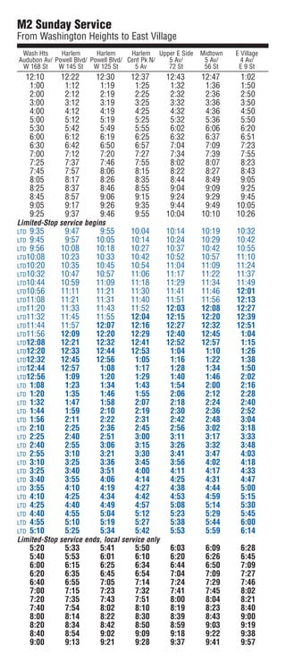 M2 Bus Schedule