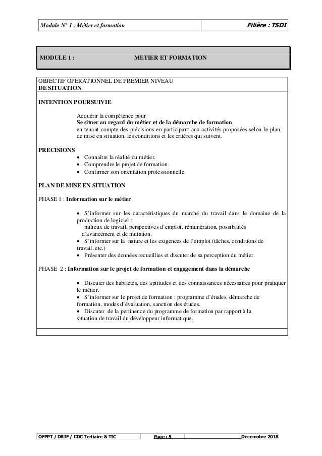 M01 Metier Et Formation Tdi