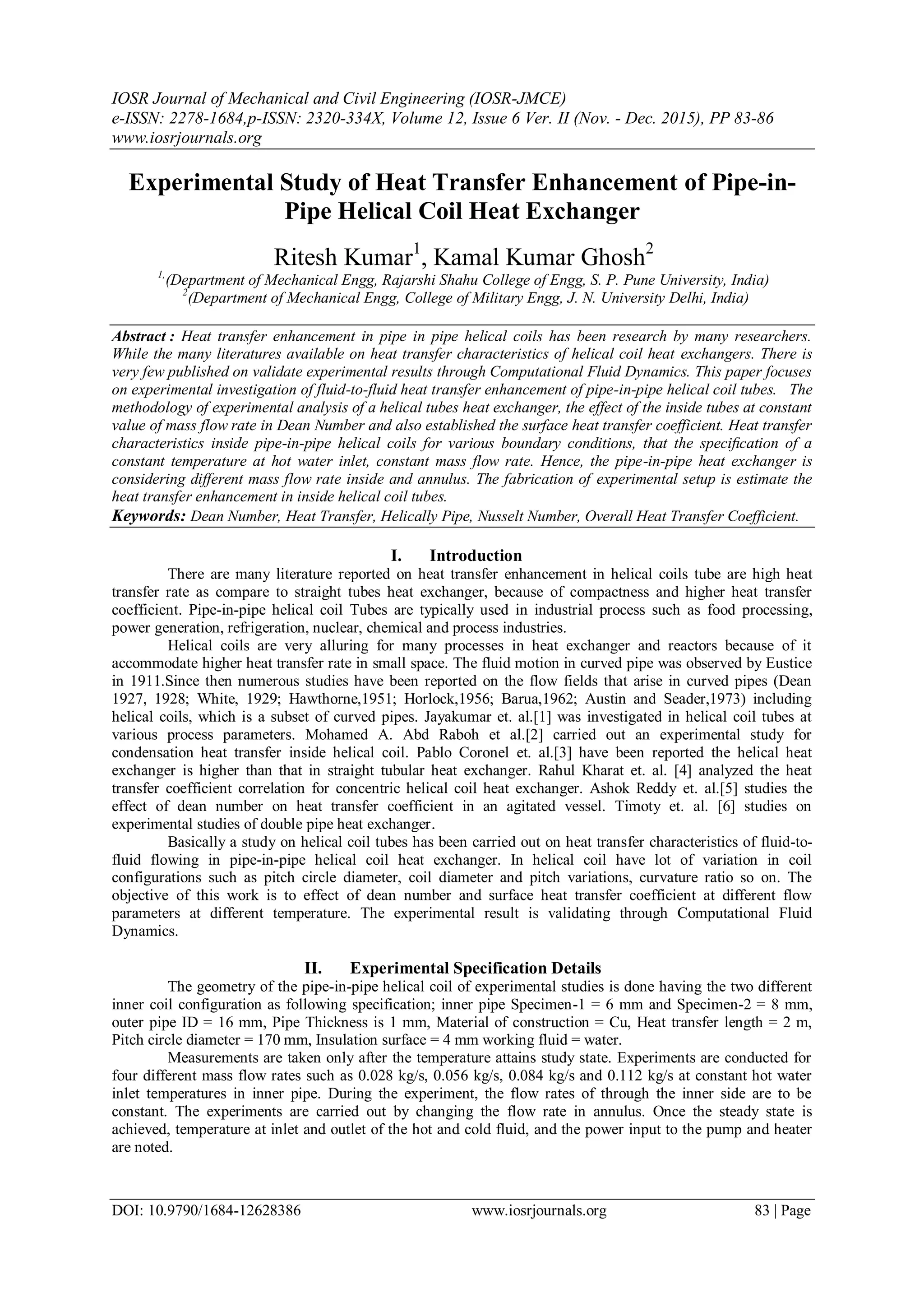 Experimental Study of Heat Transfer Enhancement of Pipe-inPipe Helical ...