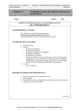 M02 interprétation de schémas, de plans et de devis ge esa | PDF