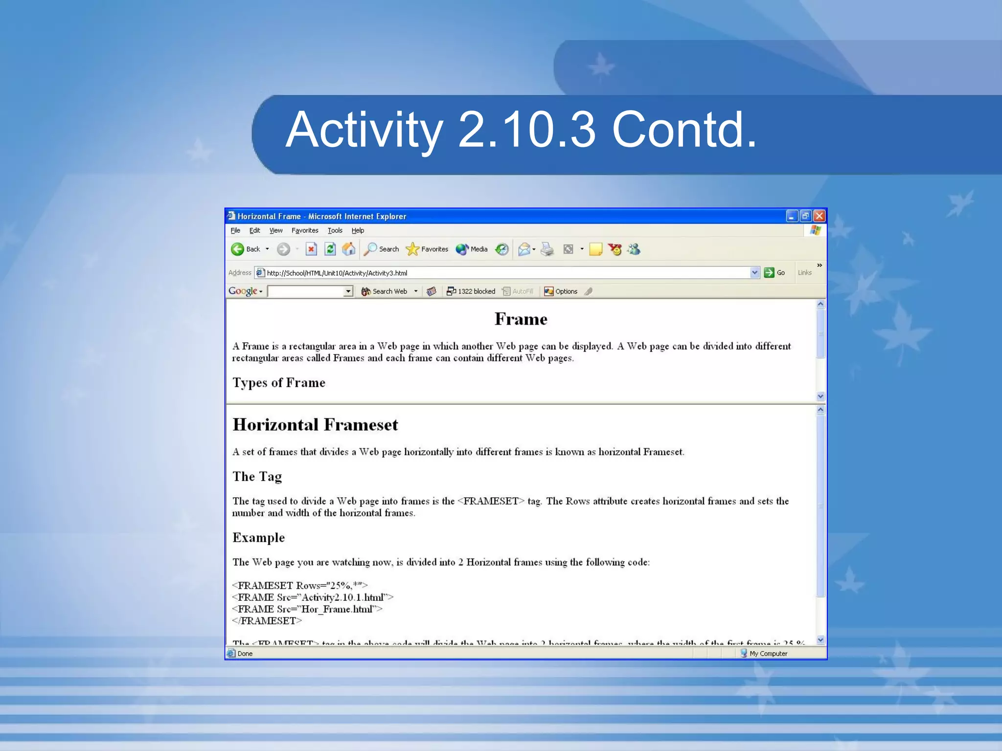 Activity 2.10.3 Contd.  