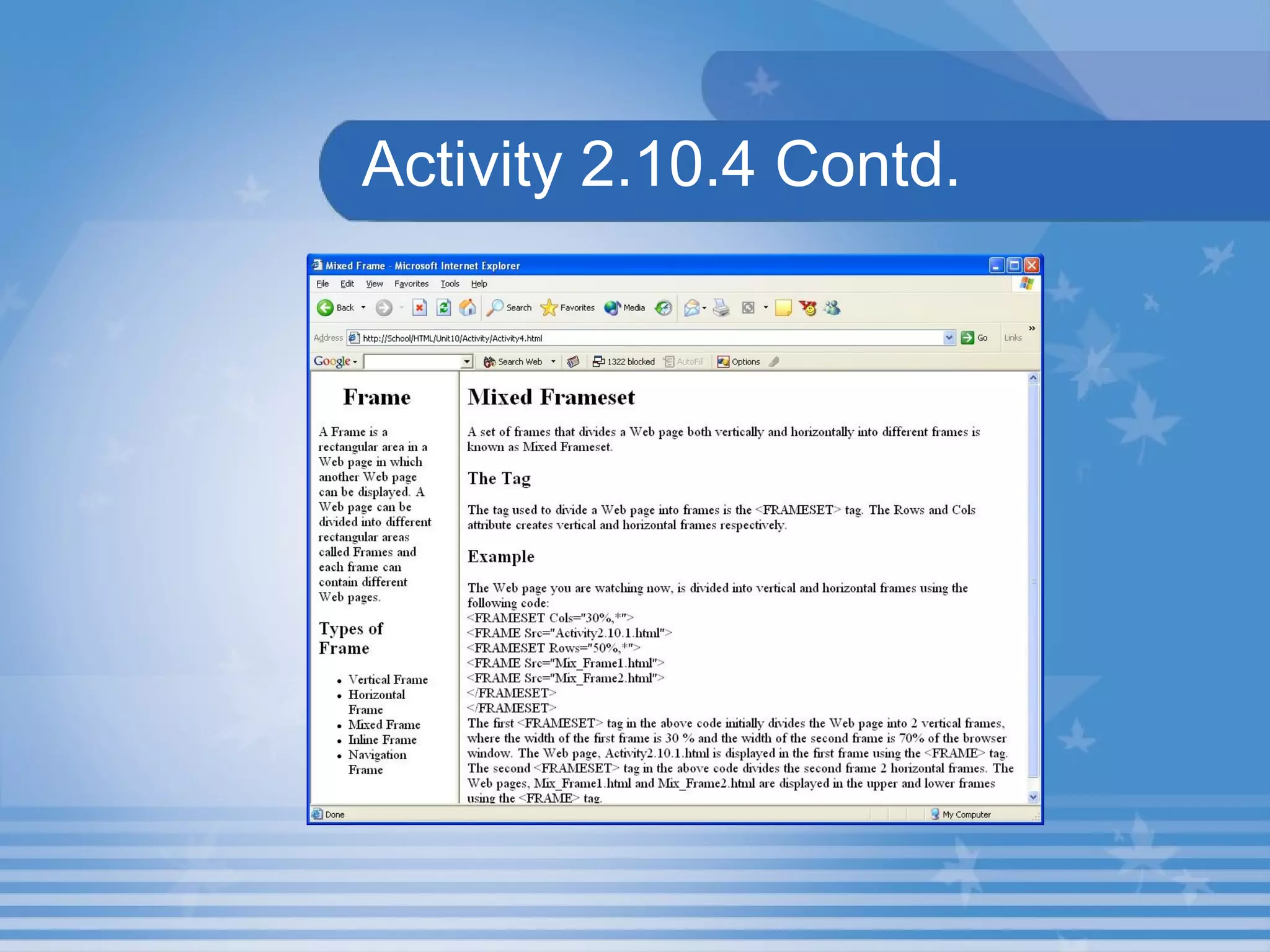Activity 2.10.4 Contd. 
