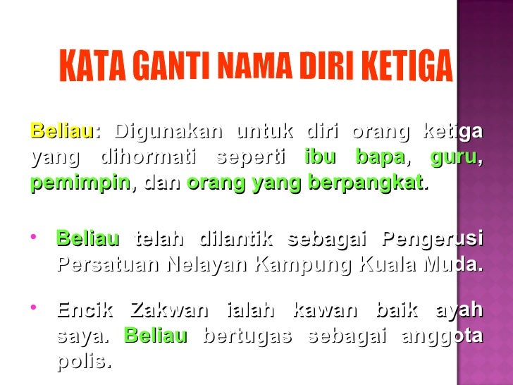 Aplikasi Kata Ganti Nama Diri