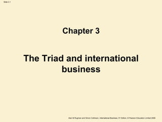 Slide 3.1
Alan M Rugman and Simon Collinson, International Business, 5th
Edition, © Pearson Education Limited 2009
The Triad and international
business
Chapter 3
 