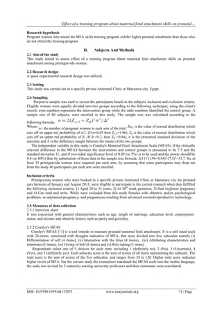 Effect of a Training Program about Maternal Fetal Attachment Skills on ...