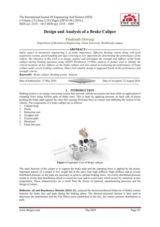 Design and Analysis of a Brake Caliper PDF