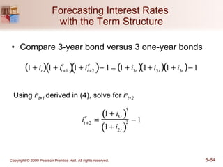 Forecasting Interest Rates  with the Term Structure Compare 3-year bond versus 3 one-year bonds Using  i e t+1   derived in (4), solve for  i e t+2 