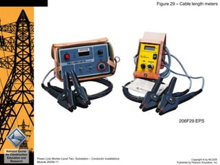 Copyright © by NCCER,
Published by Pearson Education, Inc.
Power Line Worker Level Two: Substation – Conductor Installations
Module 26206-11
National Center
for Construction
Education and
Research
Slide 38 Figure 29 – Cable length meters
 