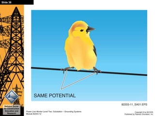 Copyright © by NCCER,
Published by Pearson Education, Inc.
Power Line Worker Level Two: Substation – Grounding Systems
Module 82203-12
Slide 38
National Center
for Construction
Education and
Research
 