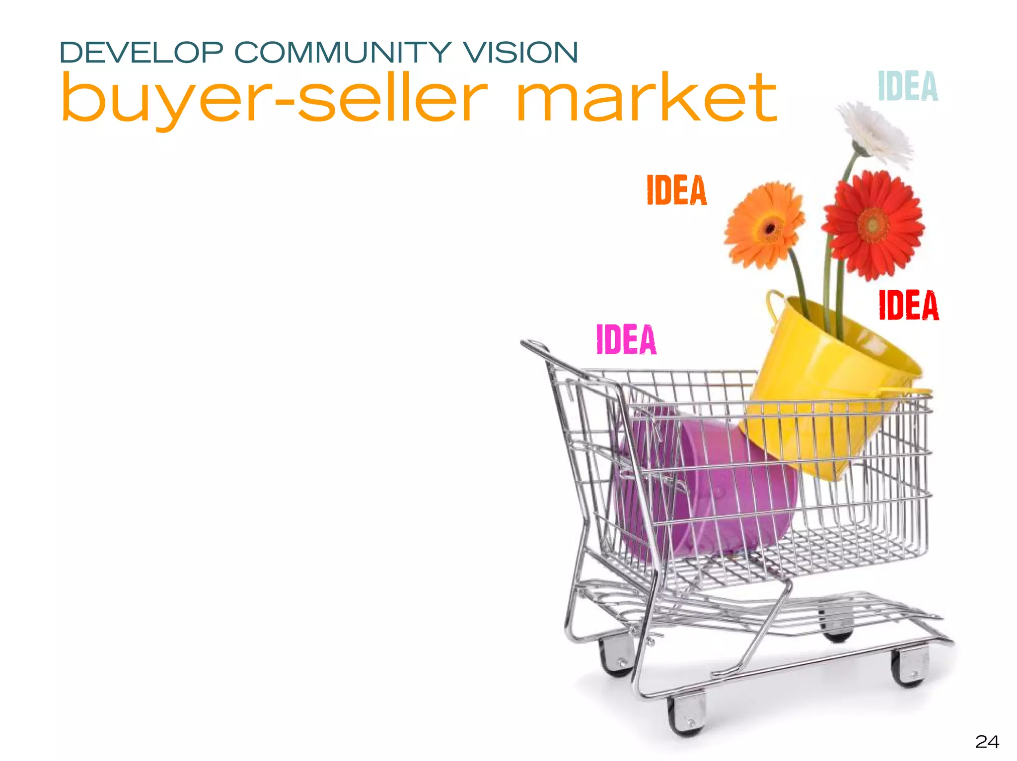 DEVELOP COMMUNITY VISION

buyer-seller market                  IDEA

                              IDEA

                                     IDEA
                           IDEA




                                            24
 