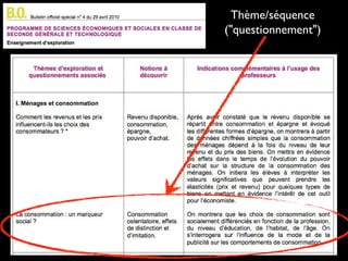 Thème/séquence
("questionnement")

 