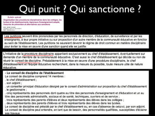 Qui punit ? Qui sanctionne ?
 