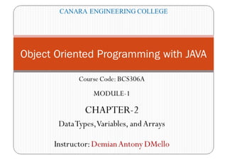 Data Types, Variables, and Arrays in JAVA