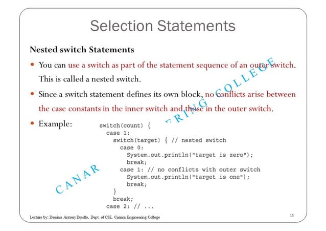 Control Statements in JAVA | PDF