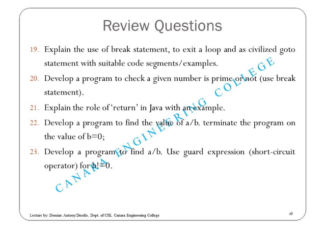 Control Statements in JAVA | PDF