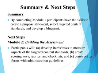 M1-Designing the Assessment-June 2014-FINAL | PPTX