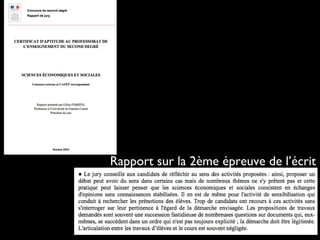 Rapport sur la 2ème épreuve de l’écrit
 