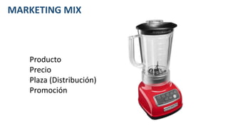 MARKETING MIX
Producto
Precio
Plaza (Distribución)
Promoción
 