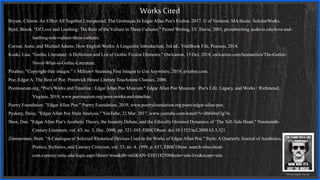 Works Cited
Bryant, Clinton. An Effect All Together Unexpected: The Grotesque In Edgar Allan Poe's Fiction. 2017. U of Vermont, MA thesis. ScholarWorks.
Byrd, Brook. "Of Love and Loathing: The Role of the Vulture in Three Cultures." Prized Writing, UC Davis, 2003, prizedwriting.ucdavis.edu/love-and-
loathing-role-vulture-three-cultures.
Curzan, Anne, and Michael Adams. How English Works: A Linguistic Introduction. 3rd ed., VitalBook File, Pearson, 2014.
Koski, Lisa. "Gothic Literature: A Definition and List of Gothic Fiction Elements." Owlcation, 15 Oct. 2018, owlcation.com/humanities/The-Gothic-
Novel-What-is-Gothic-Literature.
Pixabay. "Copyright-free images." 1 Million+ Stunning Free Images to Use Anywhere, 2019, pixabay.com.
Poe, Edgar A. The Best of Poe. Prestwick House Literary Touchstone Classics, 2006.
Poemuseum.org. "Poe's Works and Timeline | Edgar Allan Poe Museum." Edgar Allan Poe Museum : Poe's Life, Legacy, and Works : Richmond,
Virginia, 2019, www.poemuseum.org/poes-works-and-timeline.
Poetry Foundation. "Edgar Allan Poe." Poetry Foundation, 2019, www.poetryfoundation.org/poets/edgar-allan-poe.
Pyskaty, Daisy. "Edgar Allen Poe Style Analysis." YouTube, 22 Mar. 2017, www.youtube.com/watch?v=dh6I4x63g7w.
Shen, Dan. "Edgar Allan Poe’s Aesthetic Theory, the Insanity Debate, and the Ethically Oriented Dynamics of ‘The Tell-Tale Heart." Nineteenth-
Century Literature, vol. 63, no. 3, Dec. 2008, pp. 321-345, EBSCOhost. doi:10.1525/ncl.2008.63.3.321.
Zimmerman, Brett. "A Catalogue of Selected Rhetorical Devices Used in the Works of Edgar Allan Poe." Style: A Quarterly Journal of Aesthetics,
Poetics, Stylistics, and Literary Criticism, vol. 33, no. 4, 1999, p. 637, EBSCOhost. search-ebscohost-
com.ezproxy.snhu.edu/login.aspx?direct=true&db=mlf&AN=EIS3182500&site=eds-live&scope=site.
Photo Credit: me.me
 