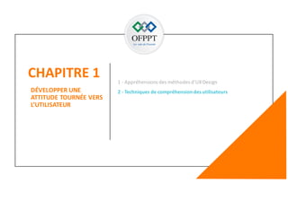 CHAPITRE 1
129
DÉVELOPPER UNE
ATTITUDE TOURNÉE VERS
L’UTILISATEUR
2 - Techniques de compréhension des utilisateurs
1 - Appréhensions des méthodes d’UXDesign
 