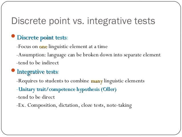 Types of test and testing
