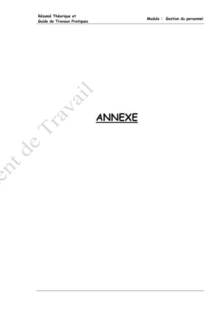 Résumé Théorique et
                                      Module : Gestion du personnel
Guide de Travaux Pratiques




                             ANNEXE
 