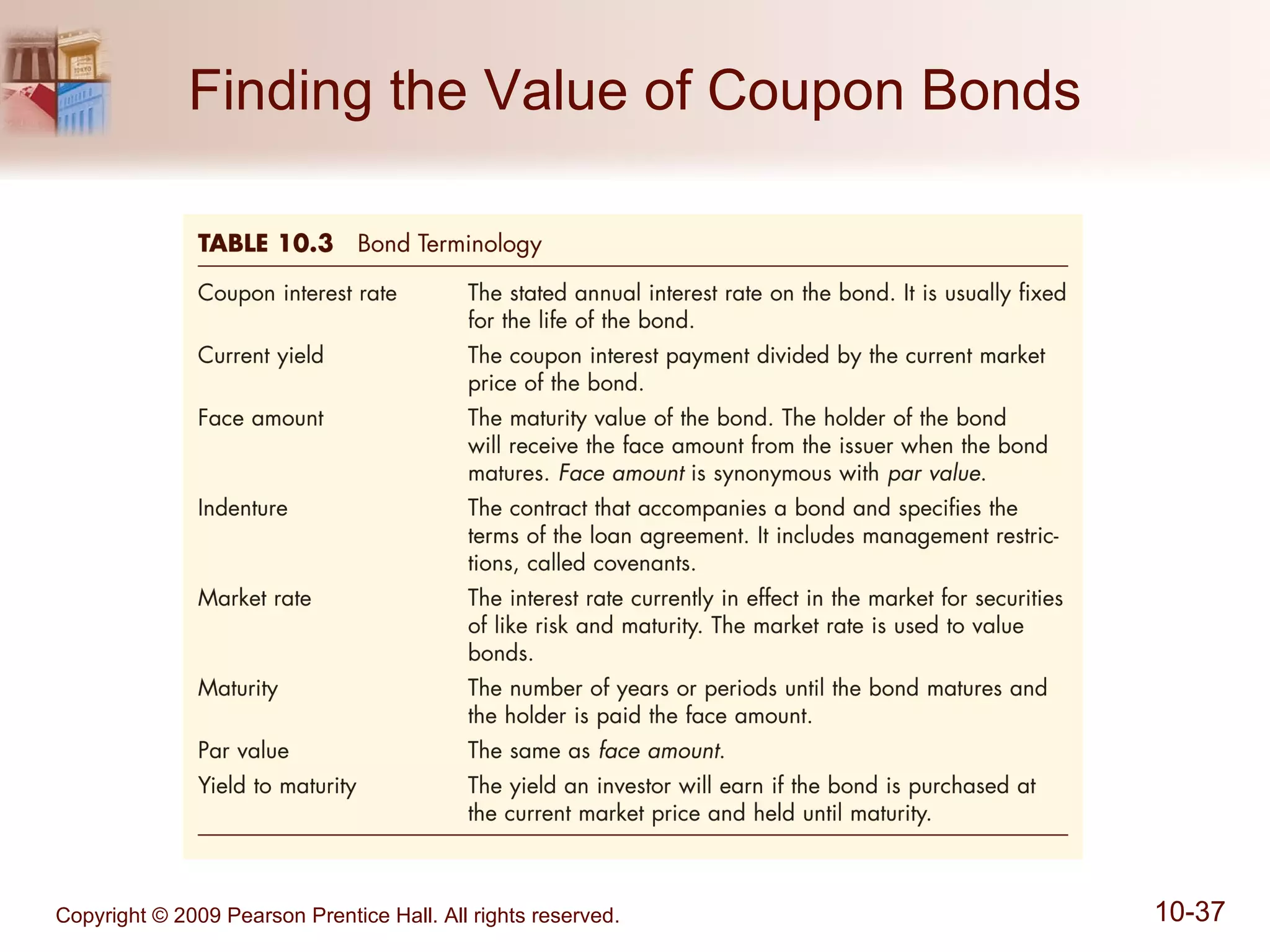Finding the Value of Coupon Bonds 