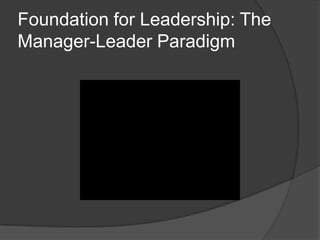 Foundation for Leadership: The Manager-Leader Paradigm