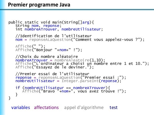 M1202 Algorithmique programmation Java  Cours 1 2013