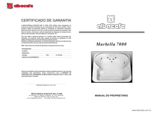 Albacete Manual Banheira Marbella 7000