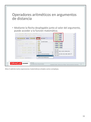 Alice 3 admite tanto expresiones matemáticas simples como complejas.
16
 