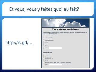 Et vous, vous y faites quoi au fait? http://is.gd/... 