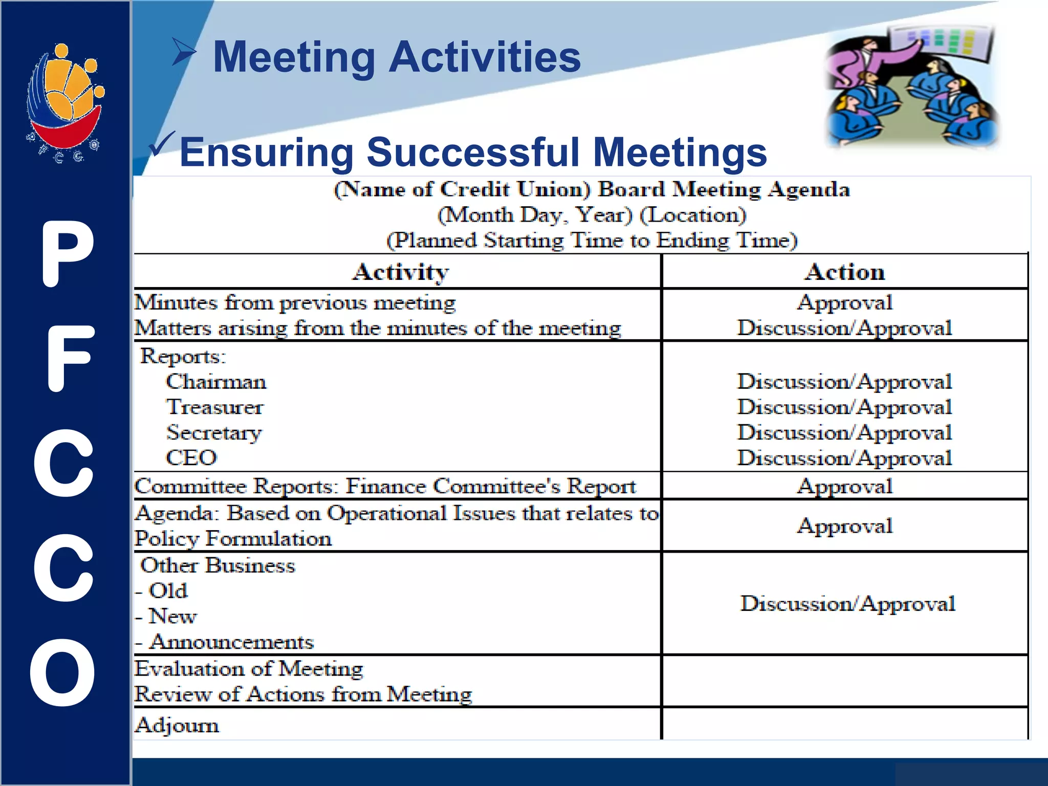 www.company.com
 Meeting Activities
Ensuring Successful Meetings
P
F
C
C
O
 