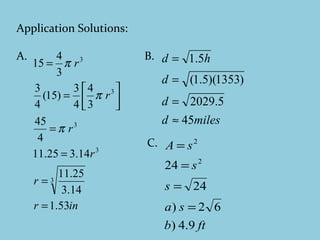 Application Solutions: A. B. C.  