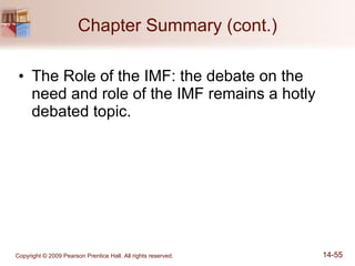 Chapter Summary (cont.) The Role of the IMF: the debate on the need and role of the IMF remains a hotly debated topic. 