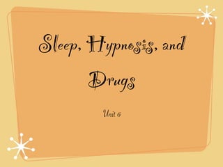 Sleep, Hypnosis, and
       Drugs
        Unit 6
 