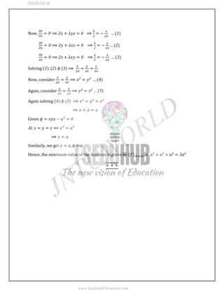 JNTUWORLD
Now,
Solving
Now, consider
Again, consider
Again solving
Given
Similarly, we get
Hence, the minimum value of the function is given by
TSEDUHUB
www.tseduhub.blogspot.com
 