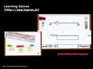 http://schnittkraftmeister.tugraz.at
Schnittkraftmeister
Learning Games 
(http://app.tugraz.at)
 