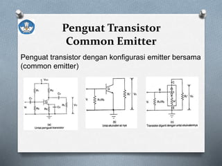 Penguat Transistor
Common Emitter
Penguat transistor dengan konfigurasi emitter bersama
(common emitter)
 