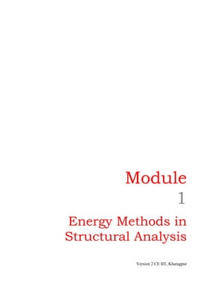 Module
              1
Energy Methods in
Structural Analysis
           Version 2 CE IIT, Kharagpur
 