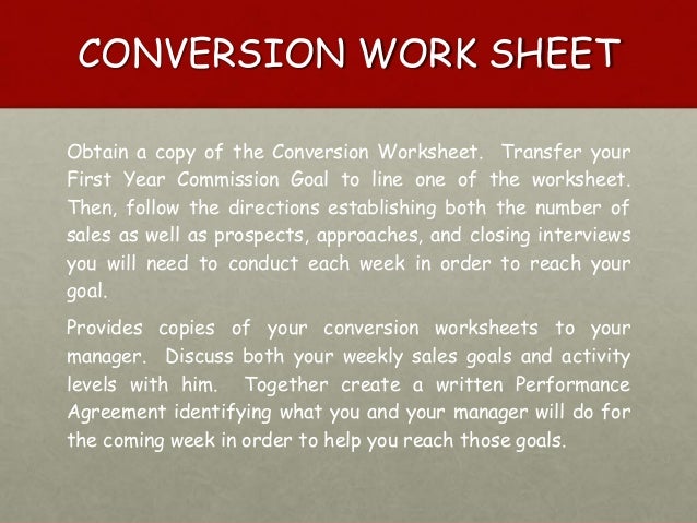 sales goals sheet