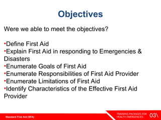 First Aid Course Objectives INTRODUCTION TO THE FIRST AID and guide (1).ppt