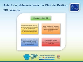 Ante todo, debemos tener un Plan de Gestión
TIC, veamos:
 