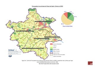 97 M2-AUDT-Spécialité CAD-Octobre 2014 
Occupation du sol dans le Pays de Saint- Omer en 2005 
Figure 43 : Carte de l’occupation du sol dans le Pays de Saint-Omer en 2005 et répartition des surfaces par type, source AUDRSO Observatoire du foncier, 2005  