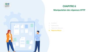 CHAPITRE 6
Manipulation des réponses HTTP
1. Création
2. Redirection
3. Types de réponses
4. Réponse Marco
 