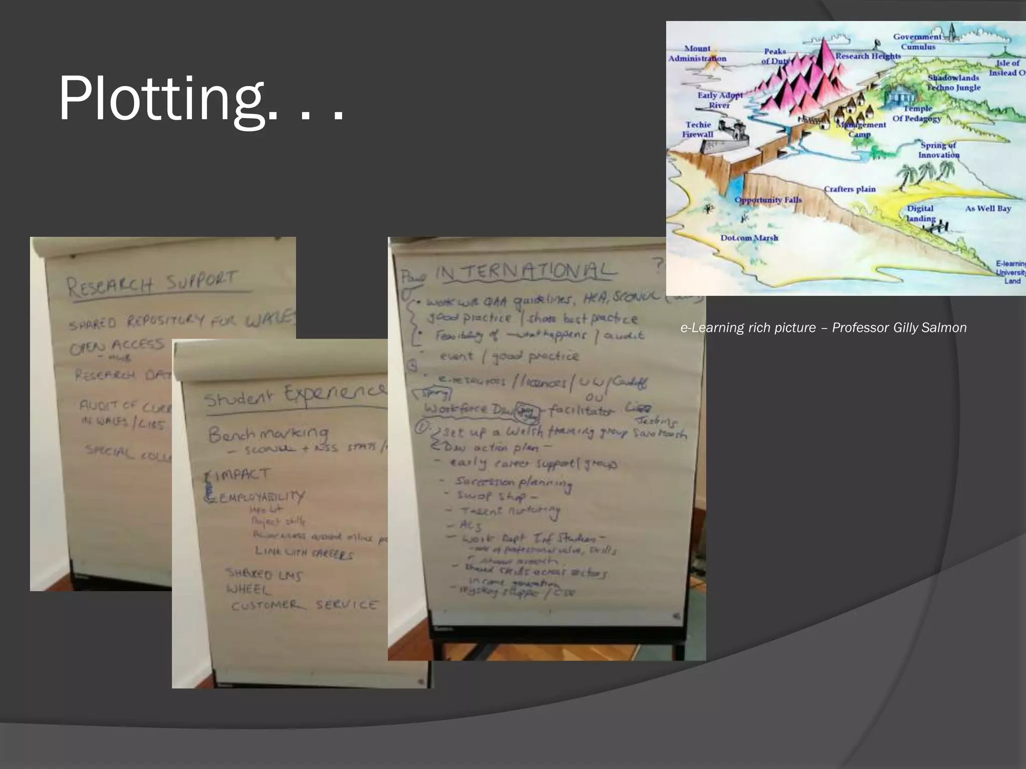 Plotting. . .
e-Learning rich picture – Professor Gilly Salmon
 
