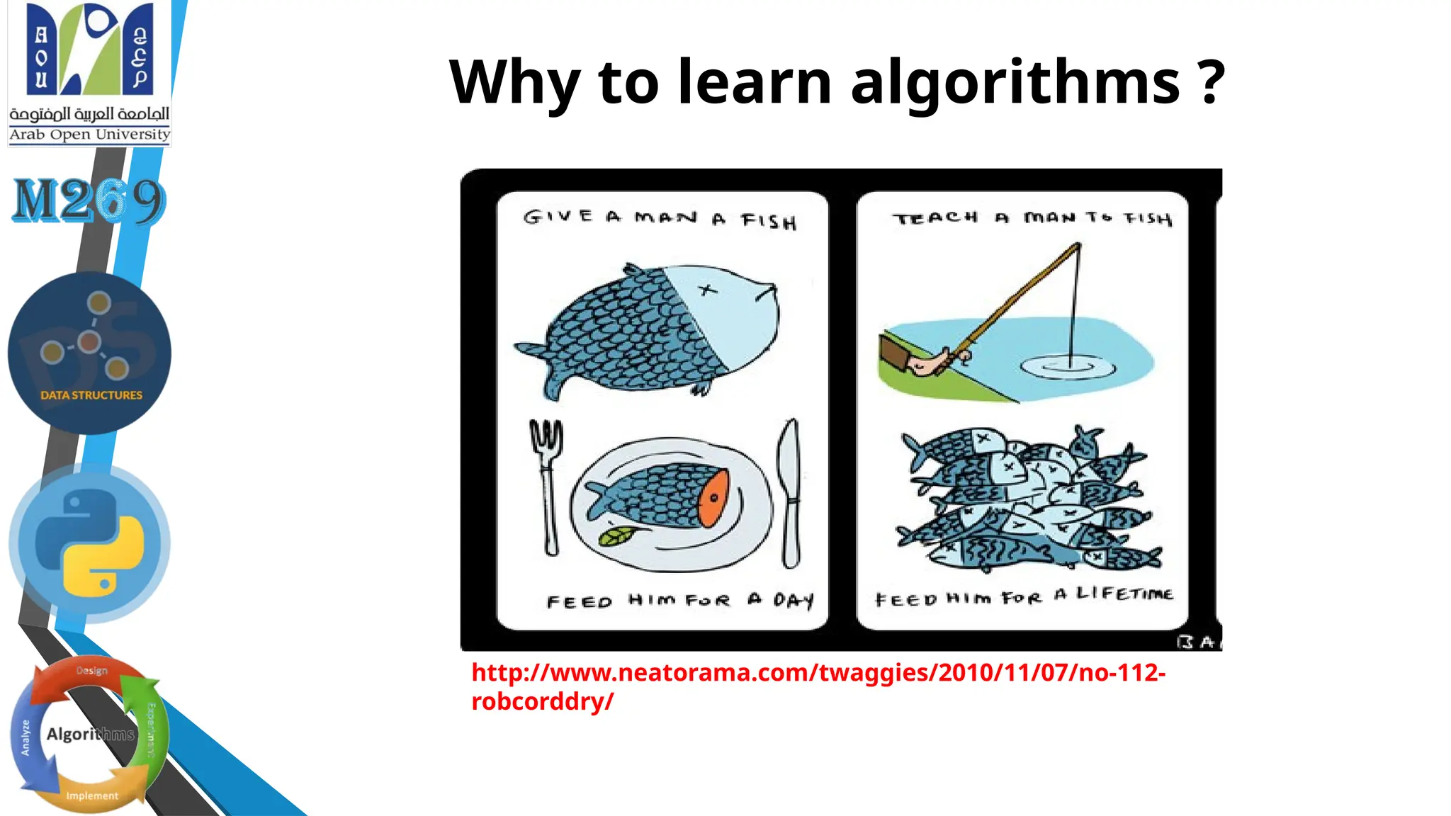 Why to learn algorithms ?
http://www.neatorama.com/twaggies/2010/11/07/no-112-
robcorddry/
 