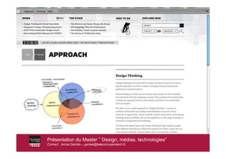 Présentation du Master ! Design, médias, technologies”
Contact : Annie Gentès – gentes@telecom-paristech.fr
 